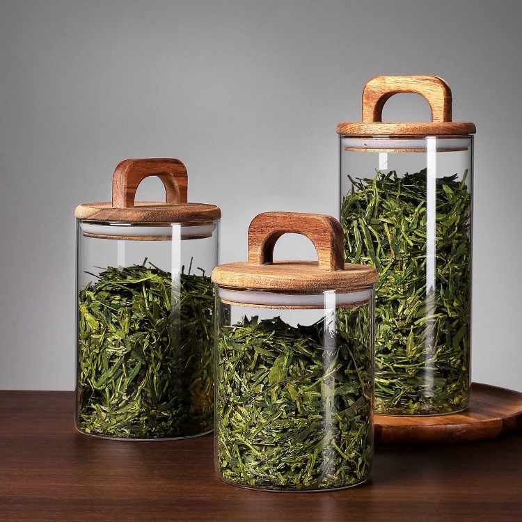 Latas de té, latas de vidrio, latas de almacenamiento de granos de café, latas de almacenamiento de té a granel, latas de exhibición de té, latas de cáscara de naranja