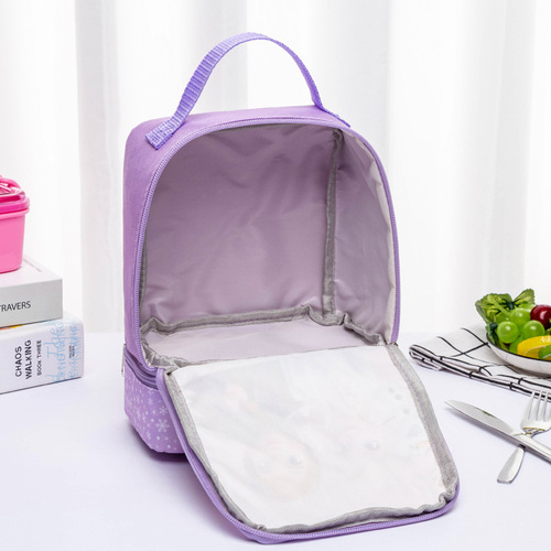Cartoon Handheld Lunch Bag for Students, Double-Layer Bento Box Bag, Children's Lunch Bag, Fruit Snack Milk Meal Box Storage Bag