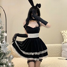 2025年新款圣诞裙性感黑白兔女郎角色扮演圣诞战袍短裙女主播套装