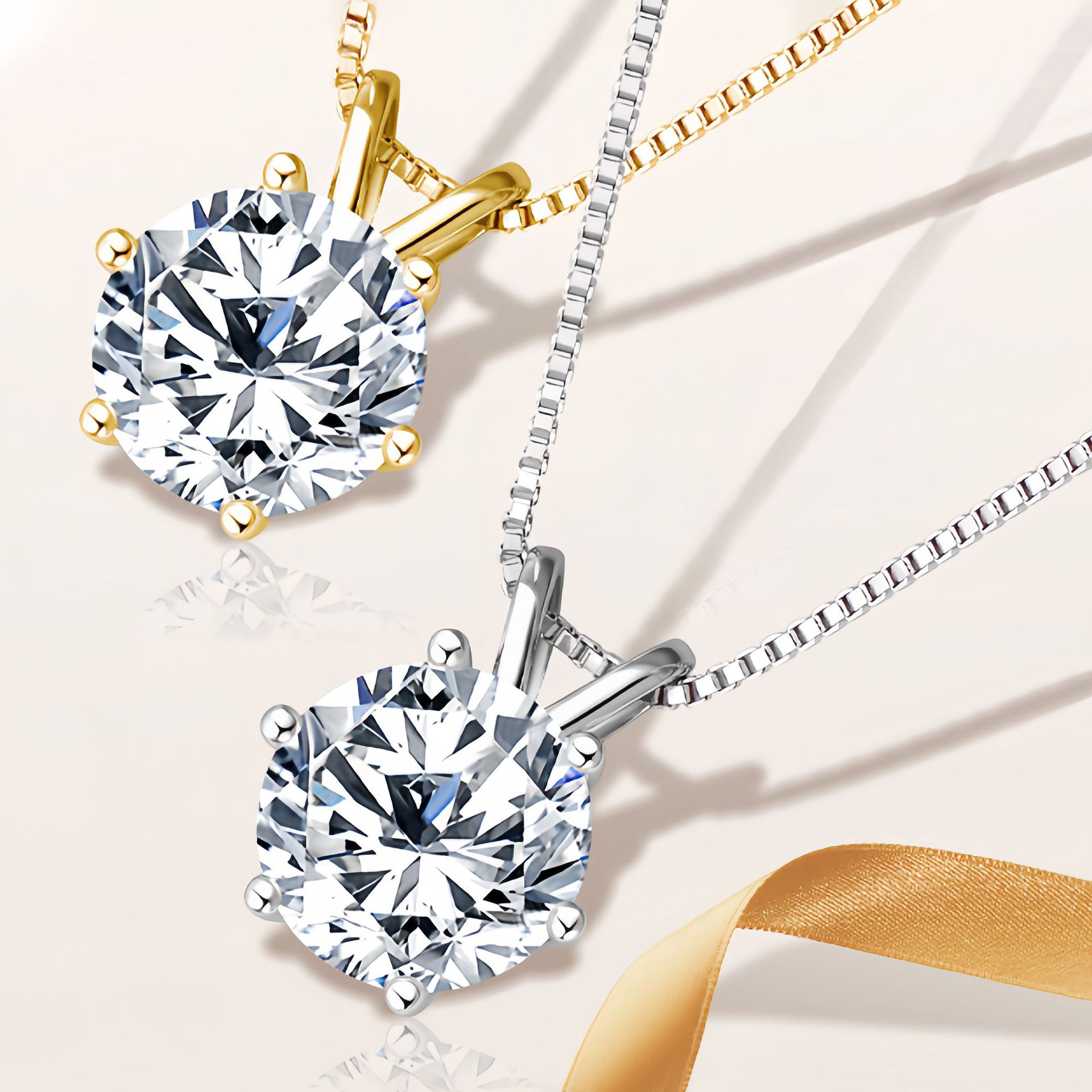 (Cross-border trading), classic fashionable necklace, stone inlay, pendant with zircon, Amazon, light luxury style, simple and elegant design 4