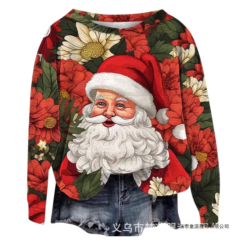 2025 Cross-Border European and American Santa Claus Trendy Fashion 3D Printed Round Neck Long-Sleeved Loose Sweatshirt Factory Direct Sale 2025 Cross-Border European and American Santa Claus Trendy Fashion 3D Printed Round Neck Long-Sleeved Loose Sweatshirt Factory Direct Sale