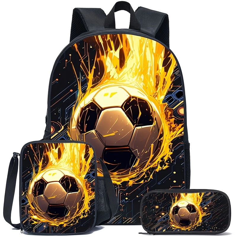 Mochila impresa de venta caliente transfronteriza, mochila escolar para estudiantes de primaria y secundaria, mochila de gran capacidad, bolso, estuche para lápices, juego de tres piezas