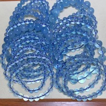 厂家批发 天然海蓝宝手链  颜色蓝 晶体通透 起荧光 女小众手链