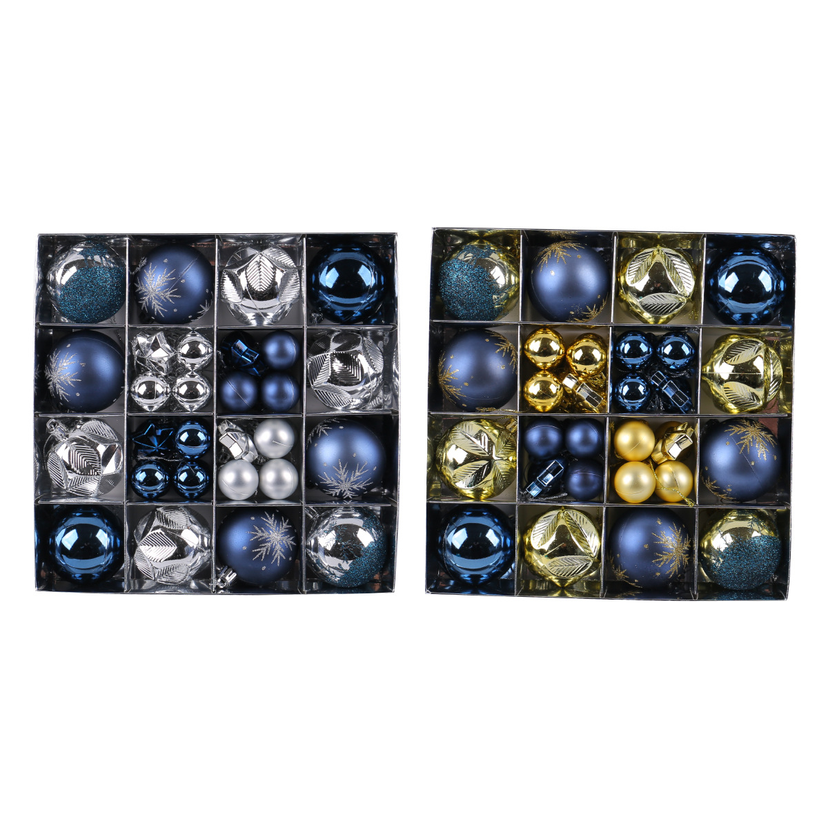 Nuevos productos galvanizados bolas de decoración de Navidad árbol de Navidad de plástico colgante bolas de Navidad pintadas colgante caja de regalo