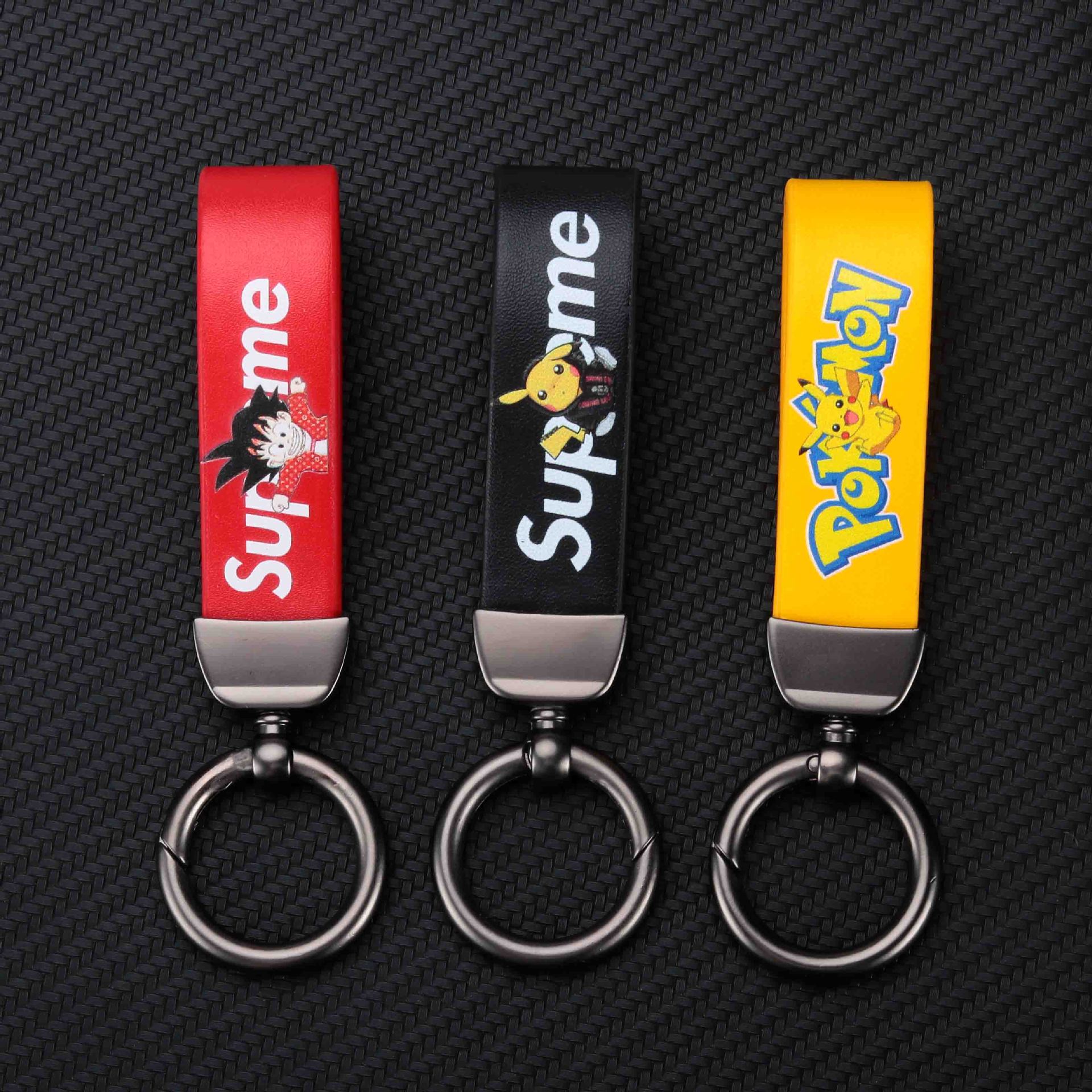 汽车个性潮牌超纤皮黄色招财钥匙扣可定制汽车潮流男女通用钥匙扣