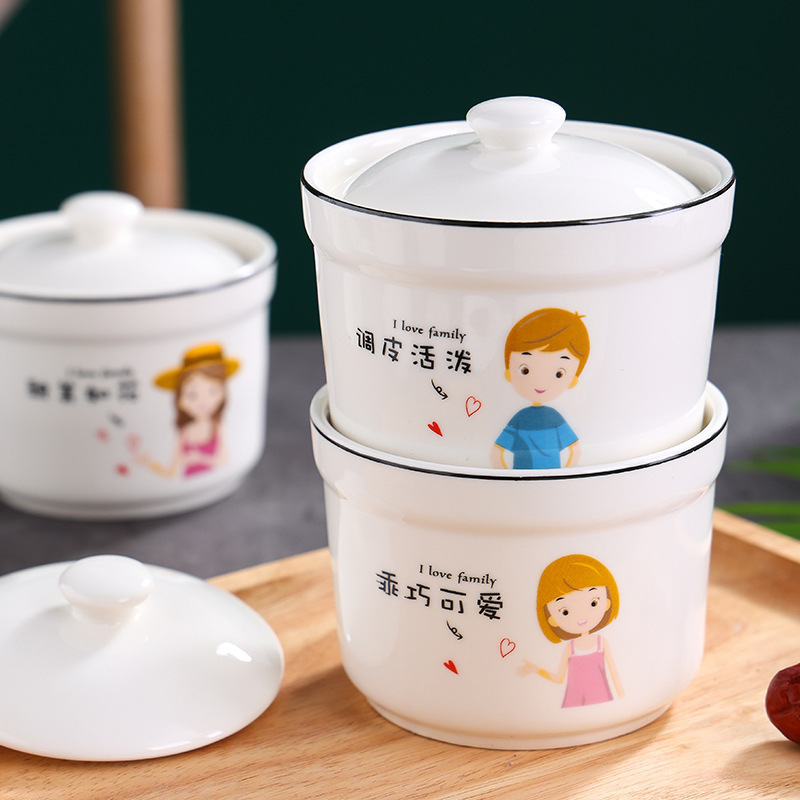 陶磁器のシチューは蓋をして水をあけて家庭の内胆のシチューの缶のミニの蒸し卵の杯のツバメの巣のサプリメントのシチューの杯の1人分を煮込みます。|undefined