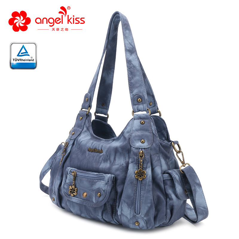 Amazon nuevo multi-funcional bolso de las mujeres multi-color tie-dyed pu casual hombro bolsa de mensajero al por mayor
