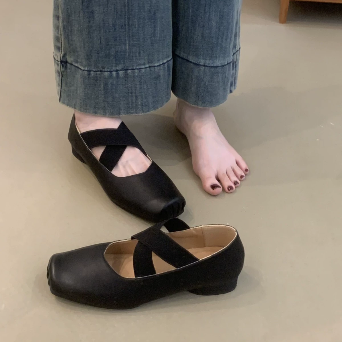 Французские милые розовые туфли Мэри Джейн для женщин, обувь 2025 года, нежный вечерний бриз, балетные туфли с носиком pig nose