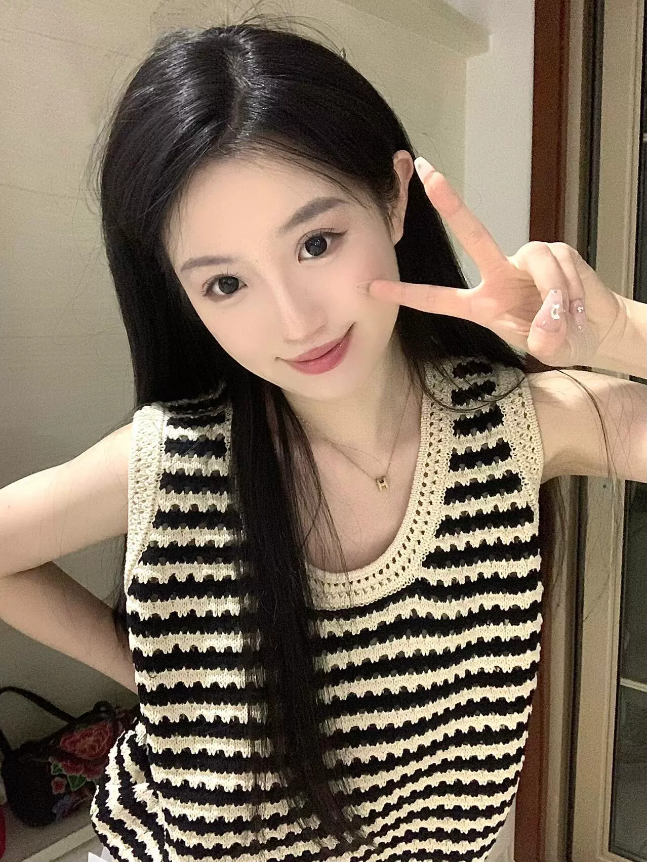 Полосатая вязаная майка, женская летняя верхняя одежда, свободная футболка без рукавов во французском стиле с внутренним вырезом и низом