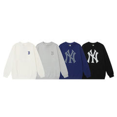 高版本MLB老花经典logo秋冬情侣款百搭舒适圆领刺绣卫衣