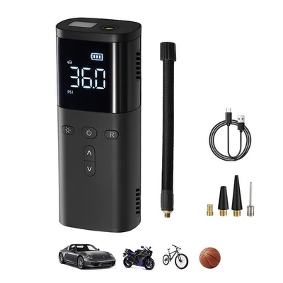 Car Air Pump, Portable Car Air Pump, High-Power Electric Tire Inflator, Multi-Functional Air Pump (Hava nasosu) - wireless-digital-display-dual-purpose-type-c-charging-power-bank