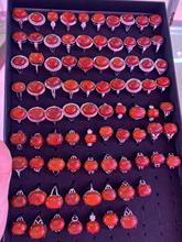 天然南红玛瑙川料火焰纹满色满肉高配戒面铜托南红戒指厂家批发