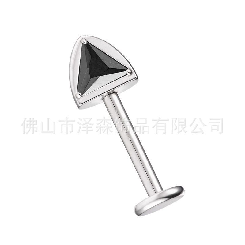 F136 Titanium Alloy Cat Ear Stud Earrings with Zircon Inlaid Lip Piercing Jewelry Devil Nail Ear Bone Stud detail image 8
