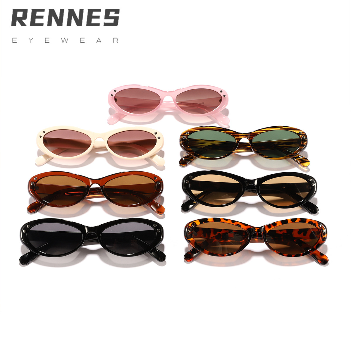 Gafas de sol de alta gama para hombres y mujeres con uñas de arroz en forma de corazón ovalado retro Tendencia de la moda europea y americana Gafas de sol con protección UV