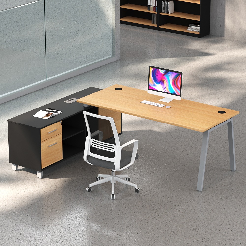 Esquina de la mesa del jefe moderno, oficina del gerente de la mesa del jefe, muebles al por mayor