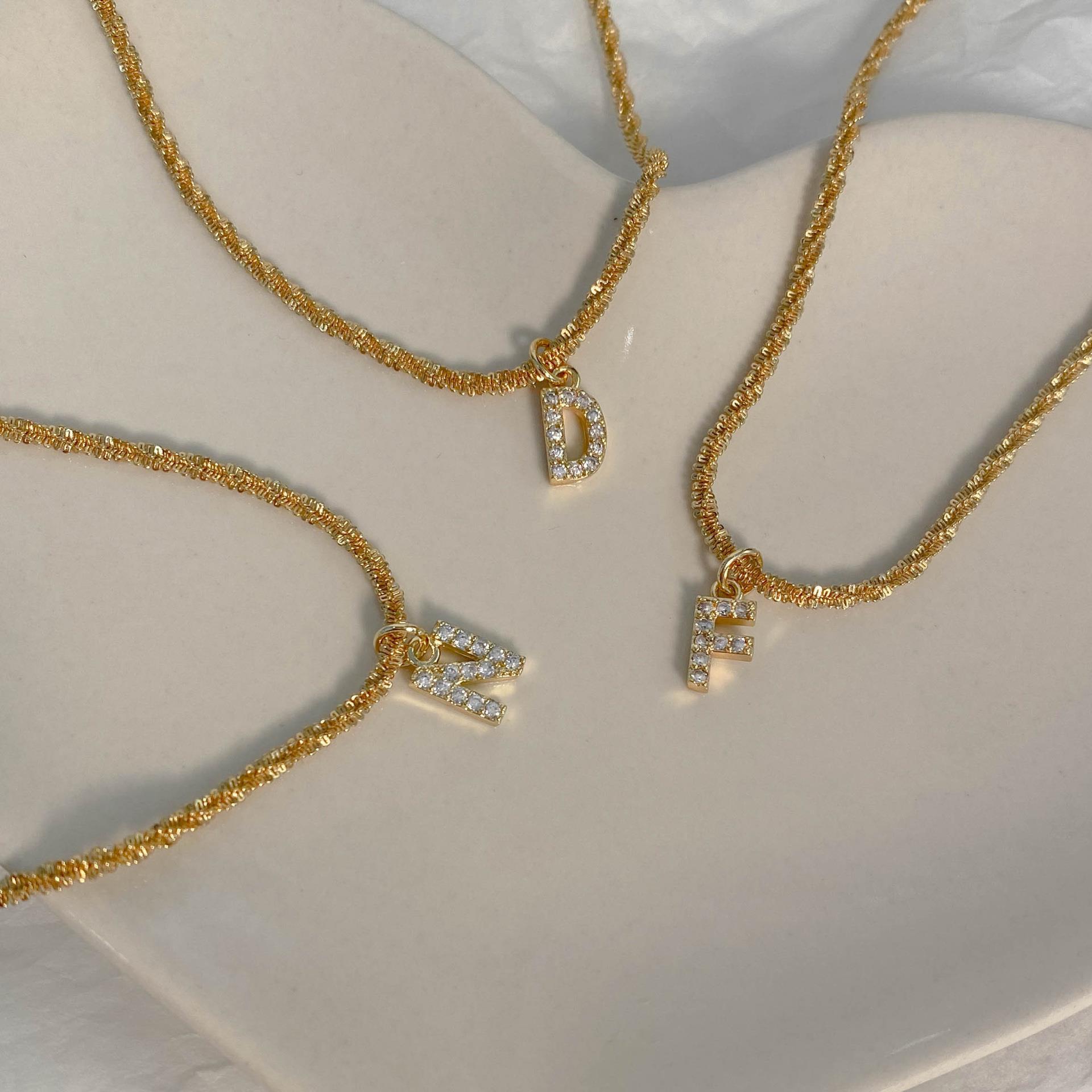 10g Weight Zircon Inlay Material Pendant Necklace Classification 1 Piece Quantity Holiday, Daily Occasion Titanium Steel Material Letter Pattern Women's Gender Plating, Inlay Design Simple Style, Classic Style Style Simple Style Classic Style Letter Titanium Steel Plating Inlay Zircon Pendant Necklace 17