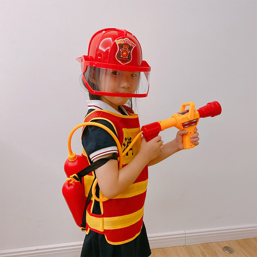 Children's Sam toy firefighter backpack water gun pull-out spray water play simulation fire extinguisher beach toy for men