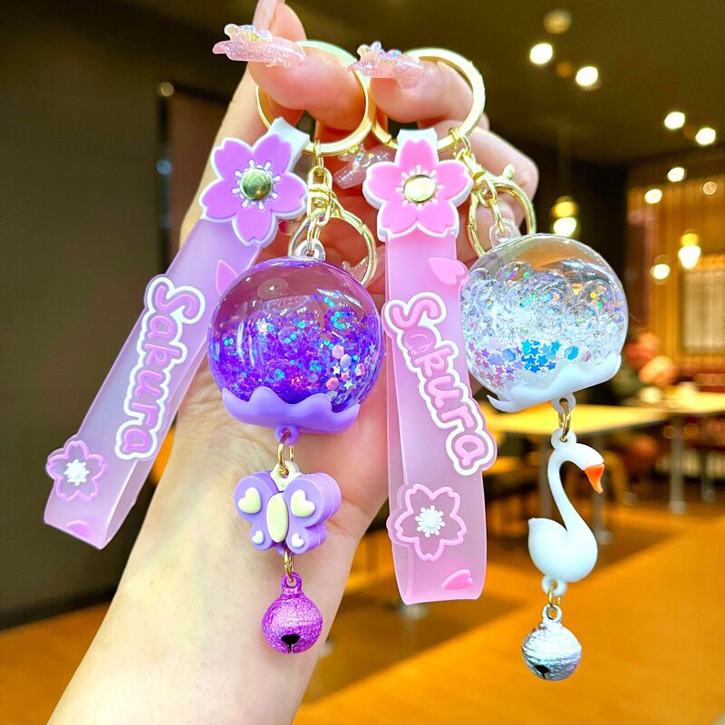 Cute Luminous Wind Chime Pendant, Oil Quicksand Keychain, Exquisite Couple School Bag Pendant, Crystal Pendant, Small Gift