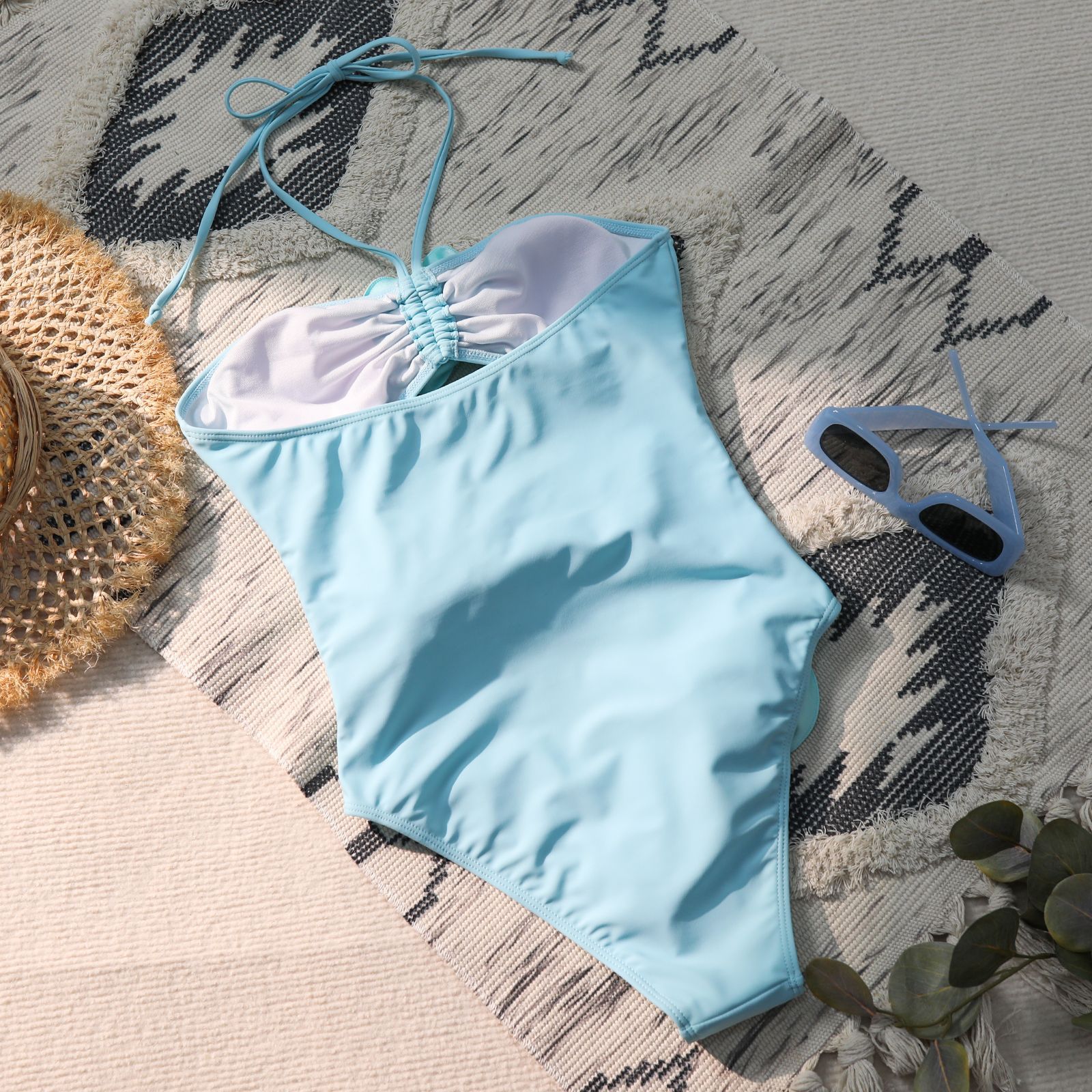 189g Weight Sleeveless Sleeve Length Polyester Fabric Type Regular Top Length One-pieces Tops Type 1 Piece Quantity Swimming Pool Occasion Halter Neck Neckline Regular Fit Fit Type Solid Color Pattern Women's Gender Beach Style Women's Lady Beach Solid Color 1 Piece One Piece Swimwear 24