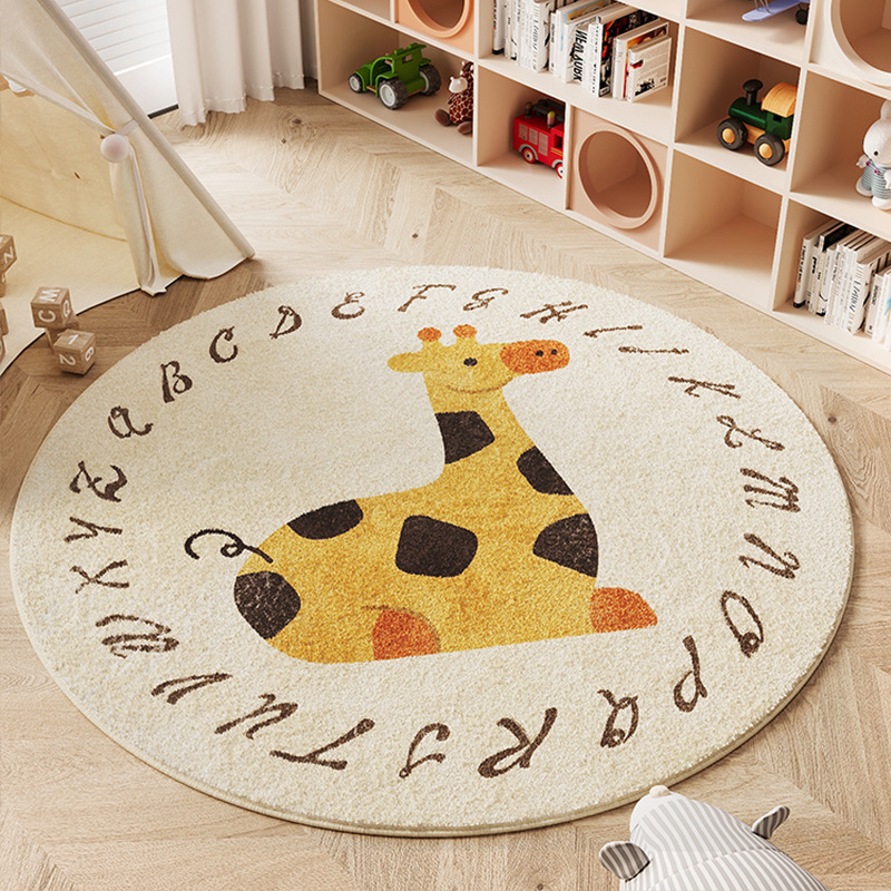 Círculos animados alfombras de habitación de niños adornos dormitorios alfombras de cama cojín de escalada redonda gruesa esterilla de estudio de niñas frotar