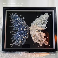 水晶羽毛蝴蝶相框diy羽毛球艺术品立体蝴蝶画框手工礼物材料廷顺