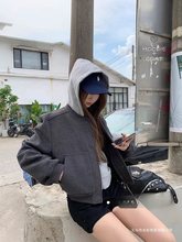 秋季外套女感2025毛呢拉链棒球服气质短款夹克宽松休闲上衣潮