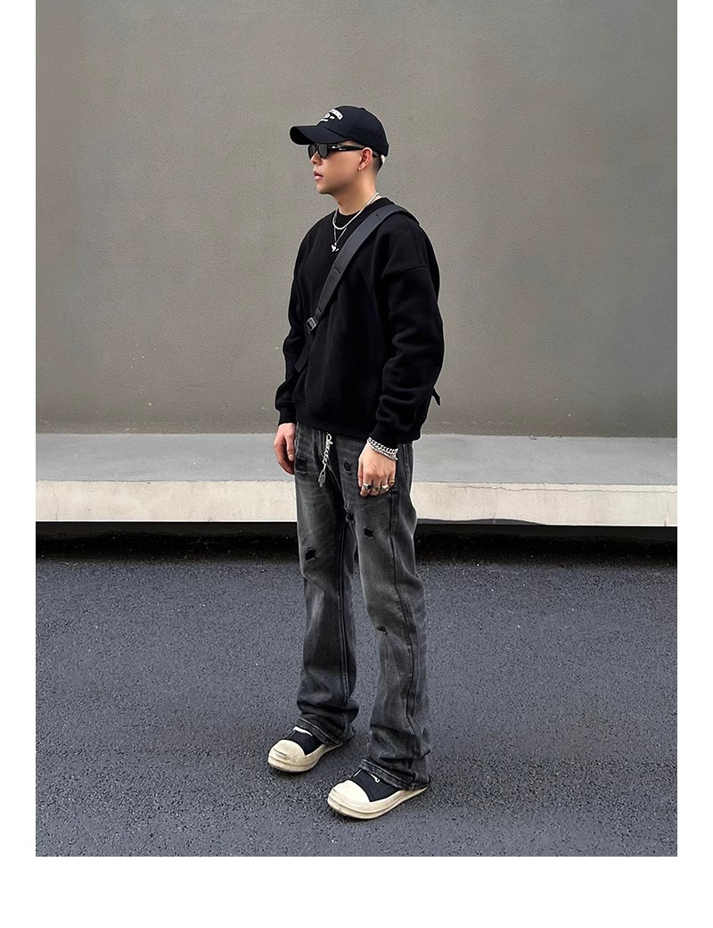 boy European And High Vibe Slim Fit Washed Ripped Jeans Unisex American Street Style Trendy Design Pants_voghion.com