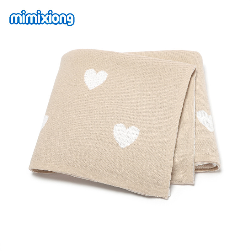 Ins venta caliente transfronteriza nueva manta de punto para bebés y niños pequeños de amor de algodón, manta de aire acondicionado para bebés, alfombra de juego