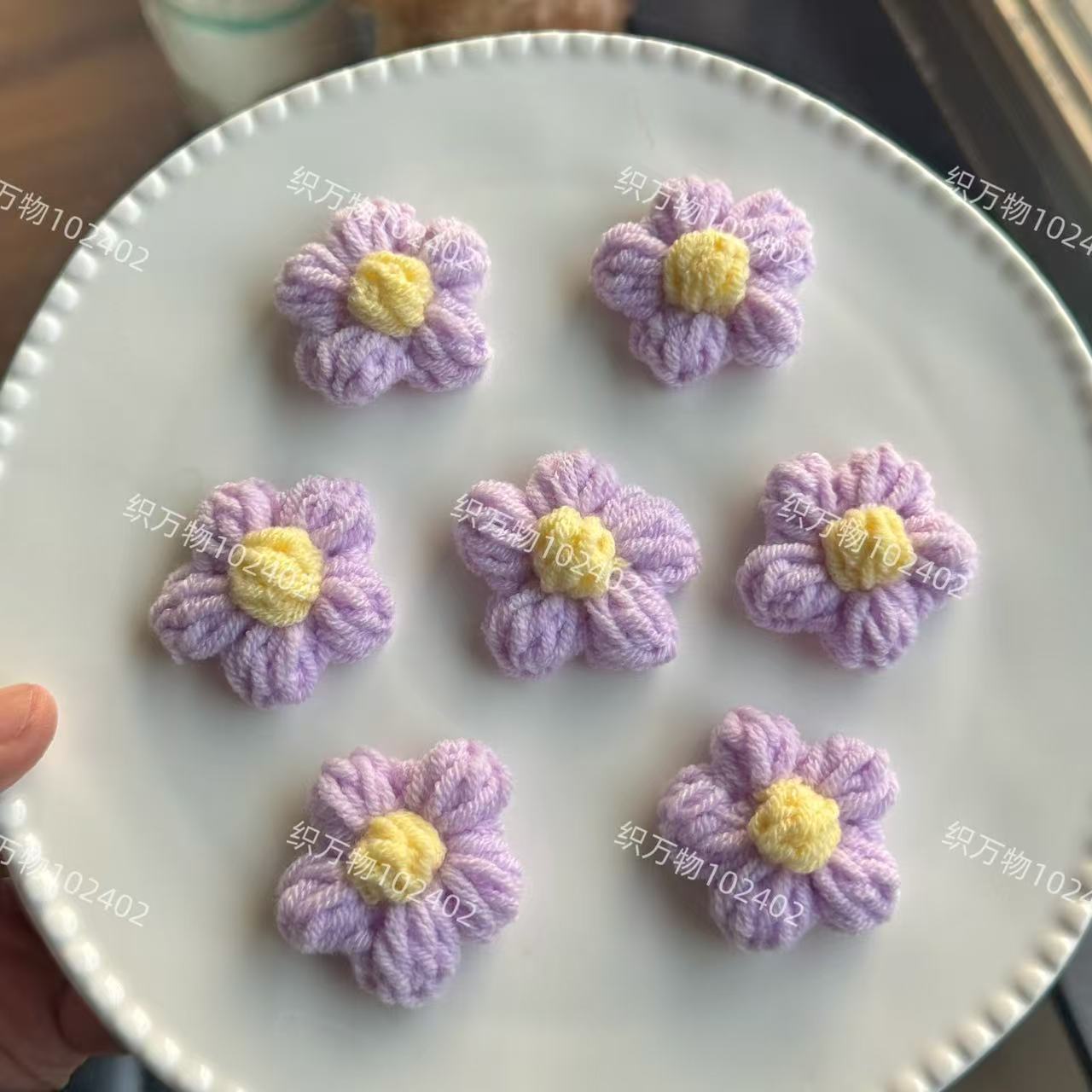 手工毛钱7厘米勾花DIY泡芙花发饰发件服装辅鞋帽箱包毛衣装饰辅料