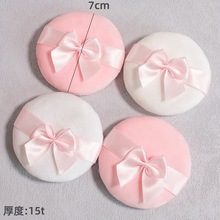 粉扑植绒天鹅绒蝴蝶结散粉扑蜜粉扑立绒植绒海绵短绒粉饼化妆细节