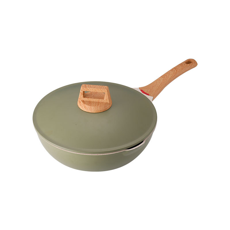 Nueva Morandi aluminio wok maifan piedra antiadherente pan estufa de doble uso hogar wok al por mayor