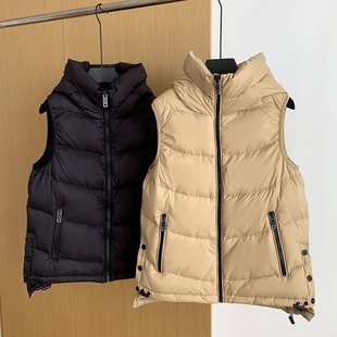 Stand Collar Hooded Vest down Jacket Women's Short Vest Thickeneded Loose European Station Fashion Winter Vest Jacket