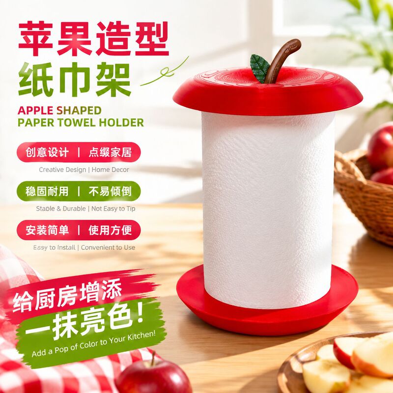 Cross-border bestseller: 3D-printed Apple-shaped toilet paper holder, a decorative kitchen paper storage item Cross-border bestseller: 3D-printed Apple-shaped toilet paper holder, a decorative kitchen paper storage item
