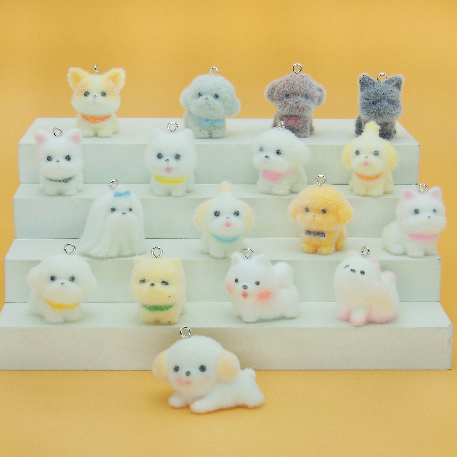 새로운 수지 벨벳 개 작은 동물 수제 DIY 키 체인 펜던트 애완 동물 강아지 가방 쥬얼리 펜던트 액세서리