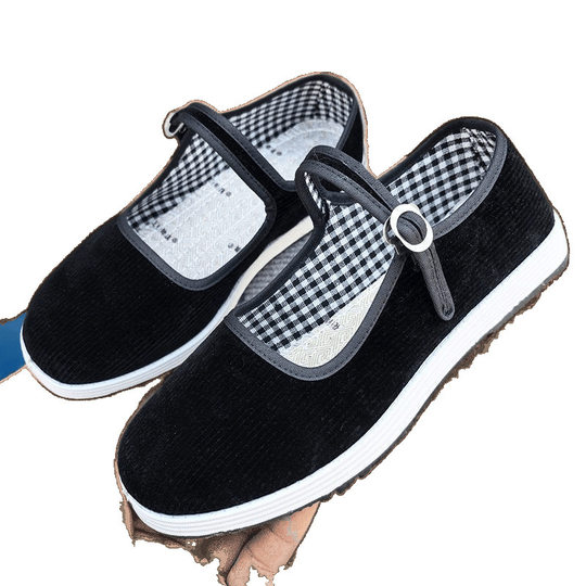 Beijing Cloth Shoes, Comfortable Flat Work Shoes, Soft Sole, New Corduroy Hotel Work Dance Shoes, Women's Flats, Mother's Shallow Mouth