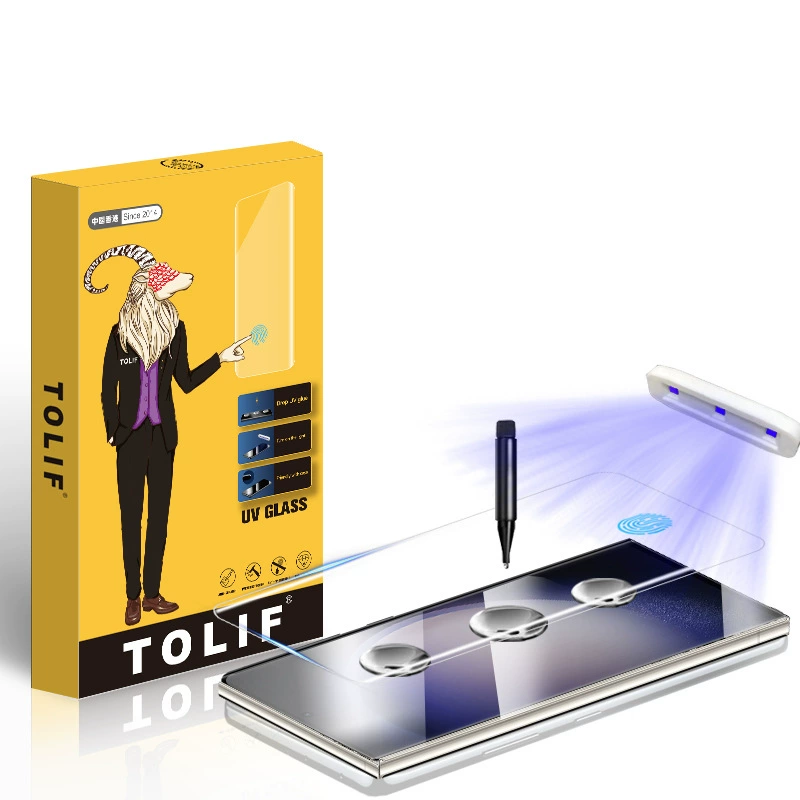Изогнутая закалённая стеклянная защитная пленка (TOLIF) для Samsung S25/S24/S23 серии, HD UV, отпечаток пальца