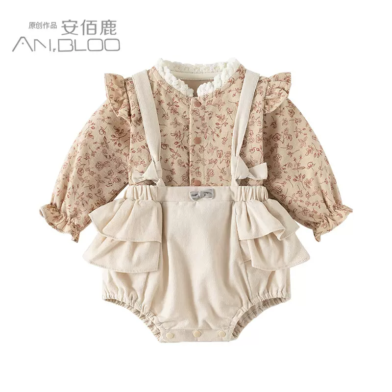 女宝宝连体衣 秋装新生儿纯棉衣服 长袖婴儿衣服公主哈衣爬服套装