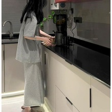 韩式时尚感灰色套装女2024夏季新款宽松显瘦T恤半身裙两件套