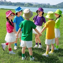 彩色糖果纯色短袖T恤我还能孩子多久儿童演出服孩子的天空舞蹈服