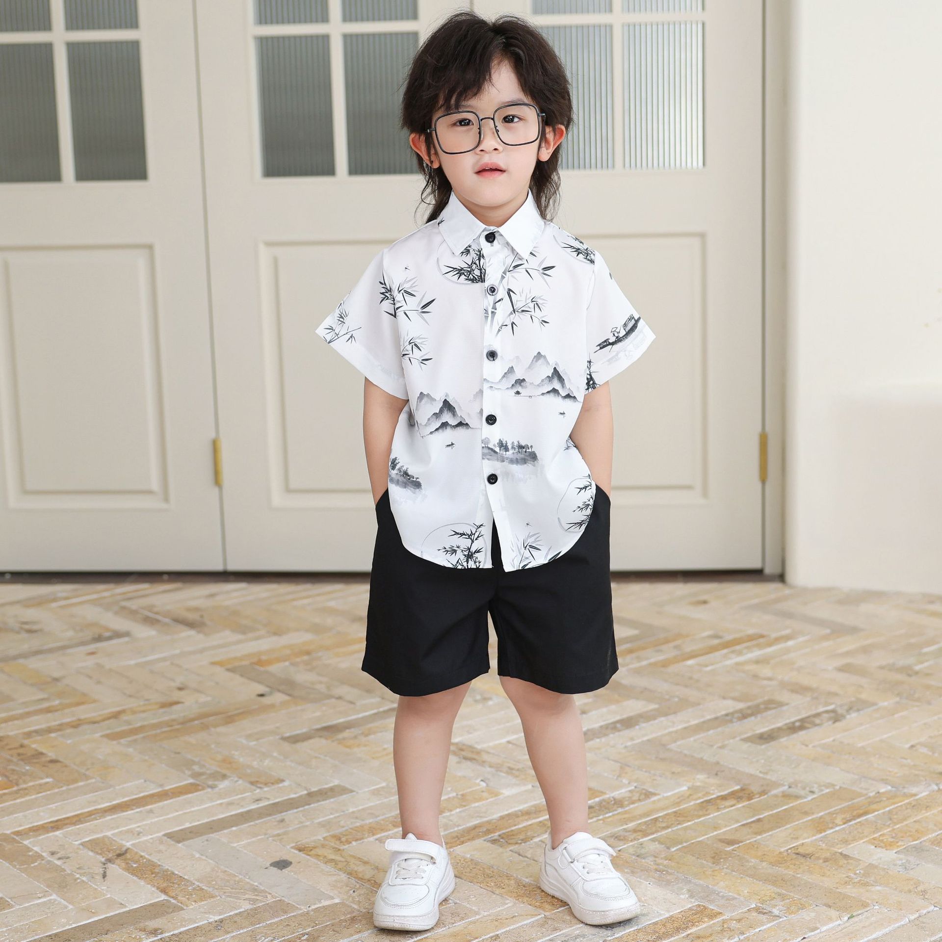 잉크 풍경 반팔 세트 (반팔 반바지)