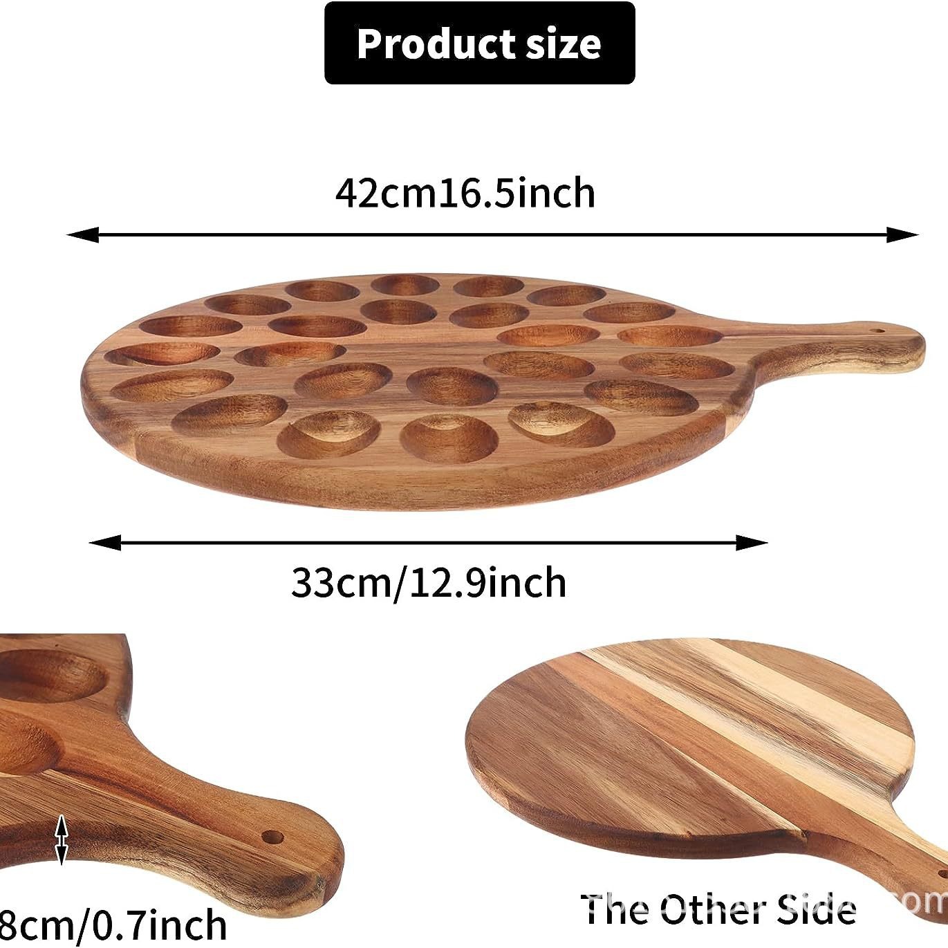 Bandeja de huevo de madera transfronteriza bandeja de madera Acacia abrasivos de huevo plato de comida estante de queso bandeja de huevo de doble cara