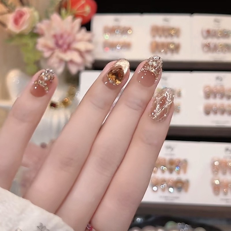 【菱格小香风】纯手工穿戴甲爆闪千金猫眼高级气质显白美甲纯手作|undefined
