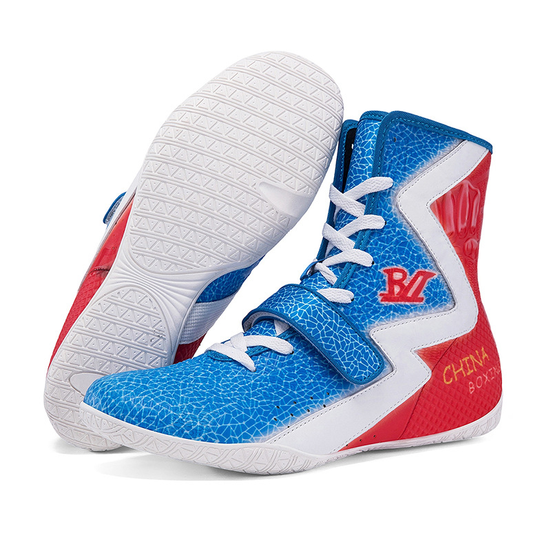 Fashionable Mid-Top Boxing Shoes, Long Boots, Professional Men's Sanda Shoes, Fighting Shoes, Combat Shoes, Training and Competition Wrestling Shoes
