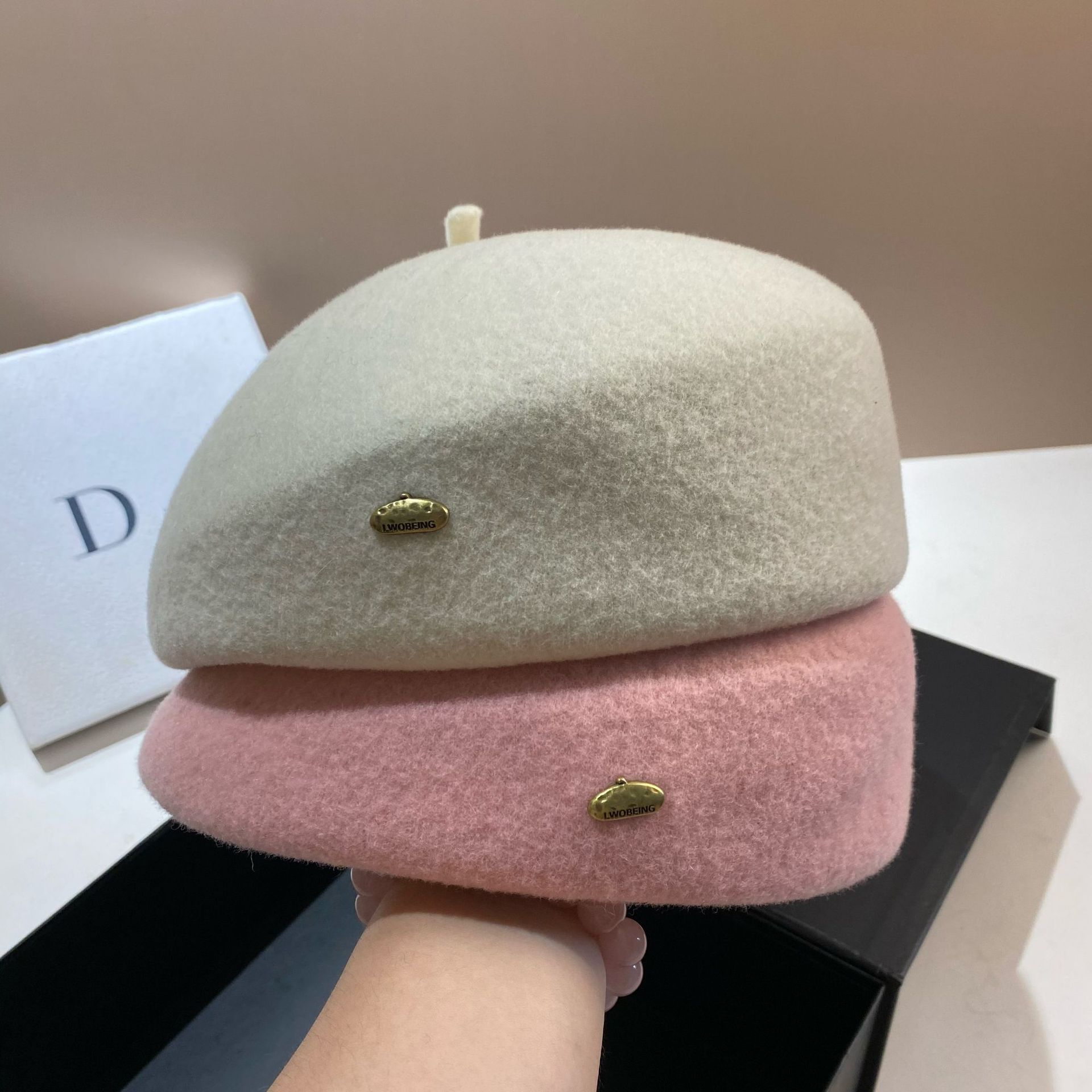 Hochwertige Baskenmütze aus Wolle, koreanische Version, dreidimensionaler Flugbegleiterhut im Promi-Stil, modisch und_voghion.com