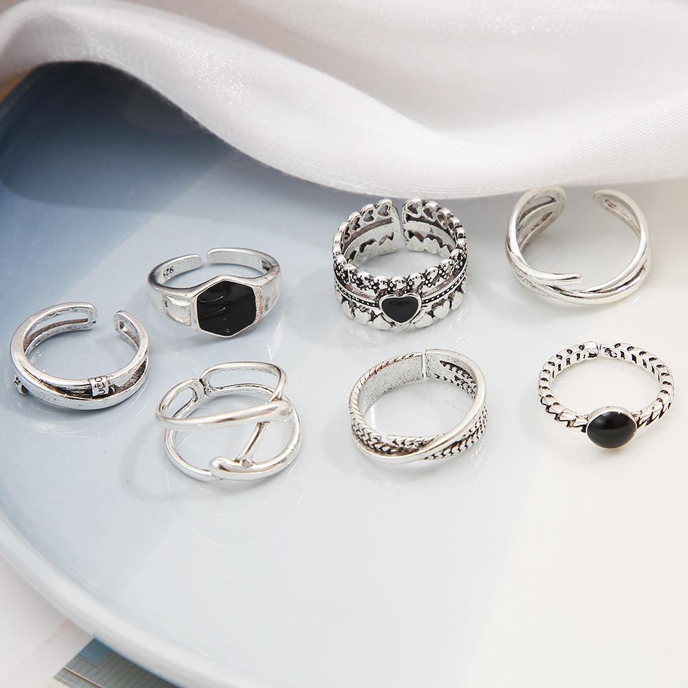 Modern Style Geometric Heart Shape Alloy Plating Women's Rings 7 Pieces display picture 2