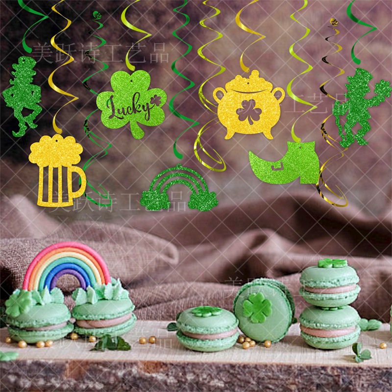 2024 nuevo día de San Patricio fiesta decoración espiral colgante ornamento irlandés Festival decoración espiral etiqueta