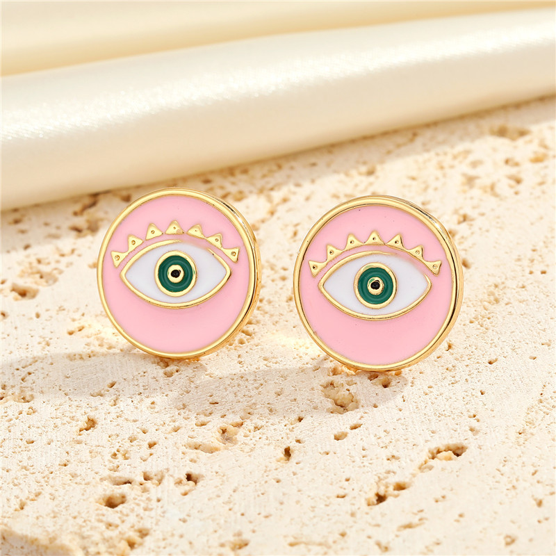 European And American New Jewelry Simple Big Circle Upper Eyelashes Dark Green Eyes Earrings Creative Earrings display picture 2