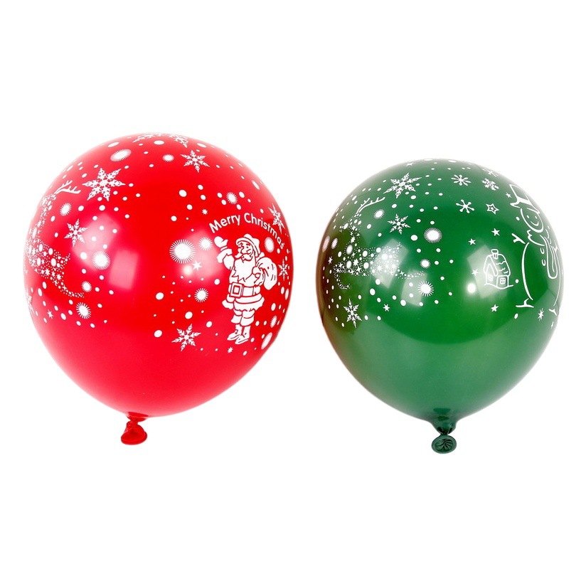 Decoración de Navidad suministros 12 pulgadas globo de látex Festival tema Fiesta rojo y verde impreso globo de látex al por mayor