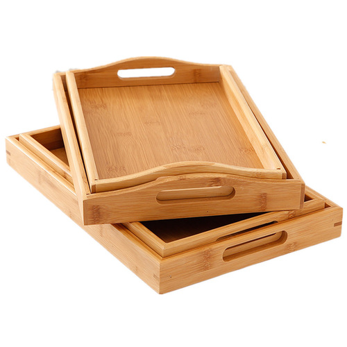 Bamboo and Wood Tray Home Solid Wood Rectangular Tea Tray Water Cup Tray Japanese Style Bread Wood Tray Commercial Serving Plate
