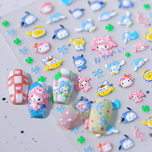 新工艺铁素家立体薄韧浮雕卡通美甲卡通贴薄透指甲贴指甲 DP-300